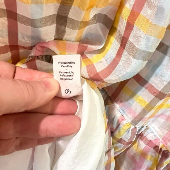 Cinq a Sept Astor Plaid Poplin Midi Dress Size 12 V-Neck Ruffle NWT $465 - Picture 13 of 15